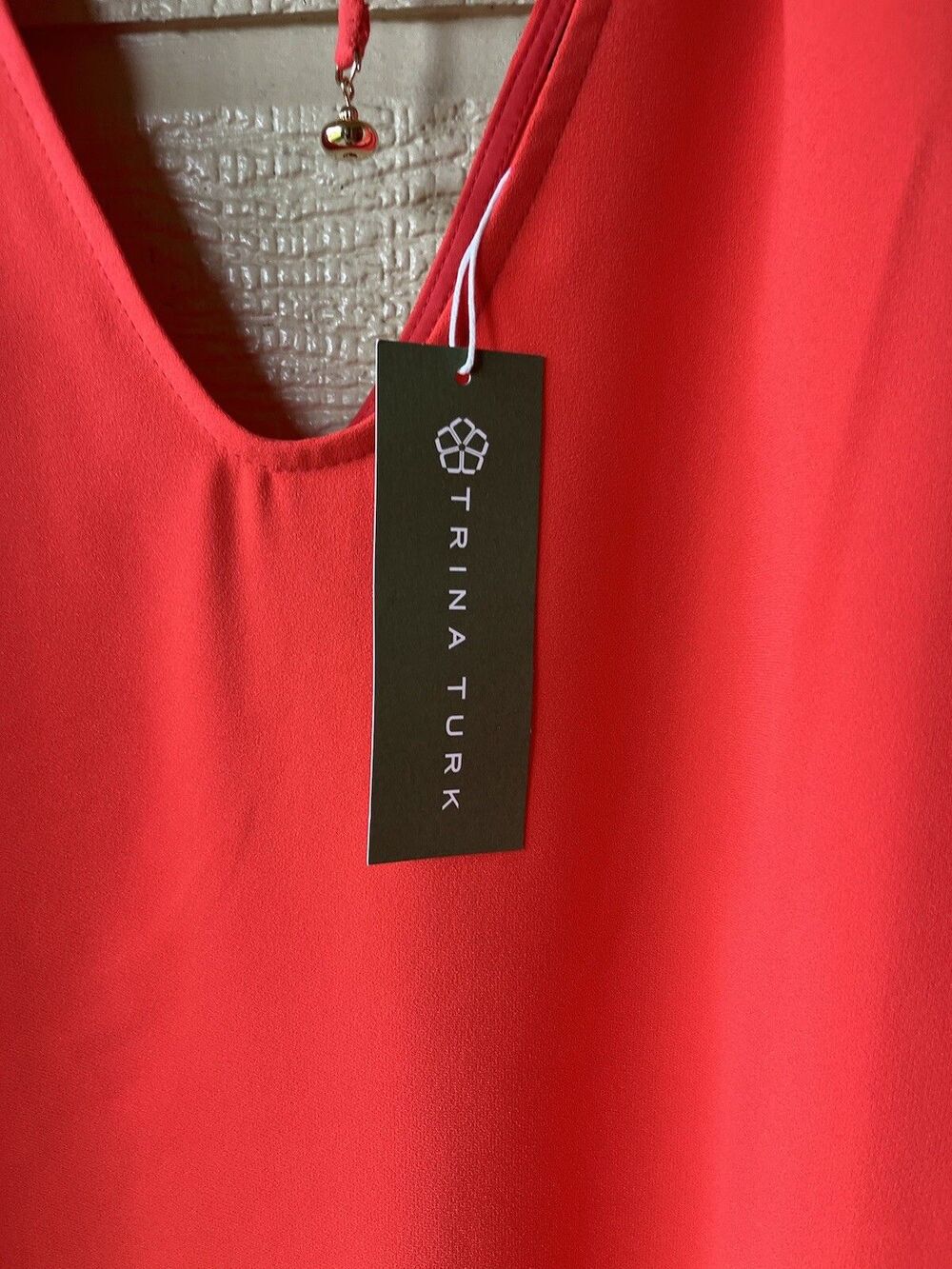 Trina Turk women Poppy Haipo Draped Side Tie Back Crepe Blouse Top sz Small $198 - Picture 6 of 11